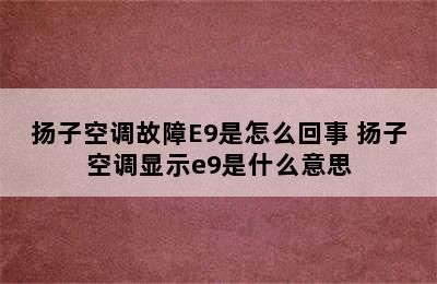 扬子空调故障E9是怎么回事 扬子空调显示e9是什么意思